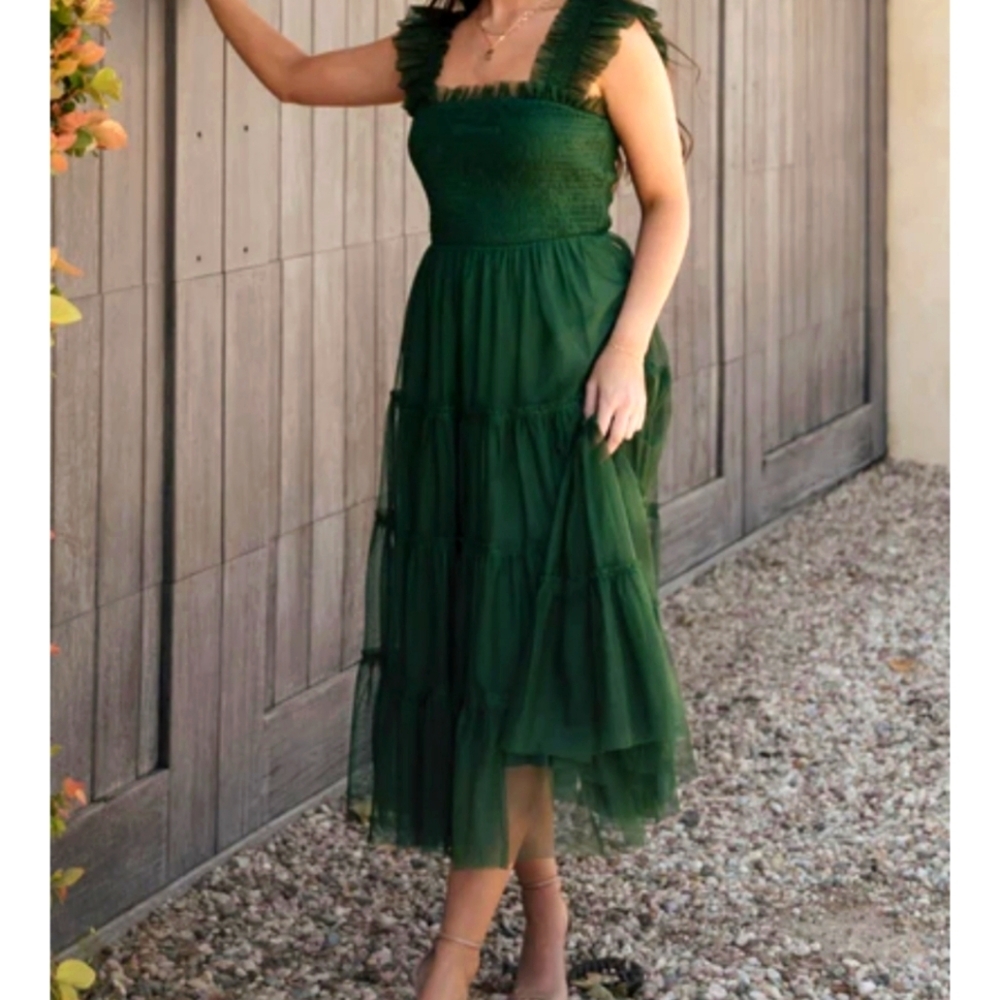 MELLODAY Green Ruffled Wedding Dress